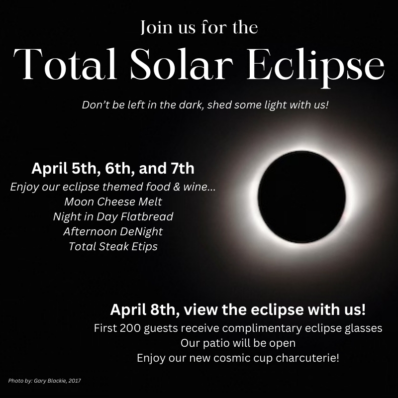 Total Solar Eclipse event photo featuring event details and image of eclipse