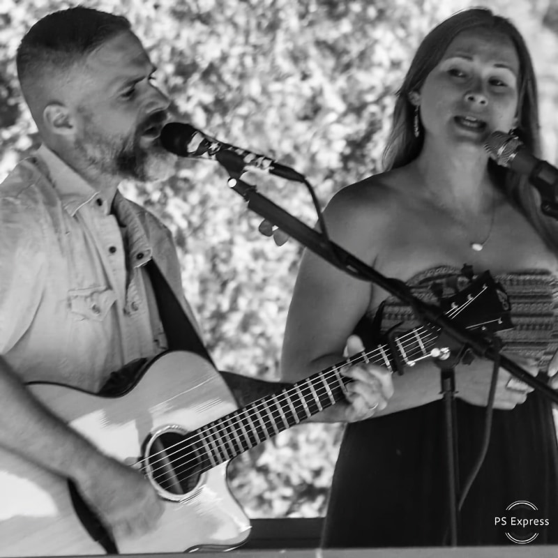 Photo of On The Rocks playing live in black and white