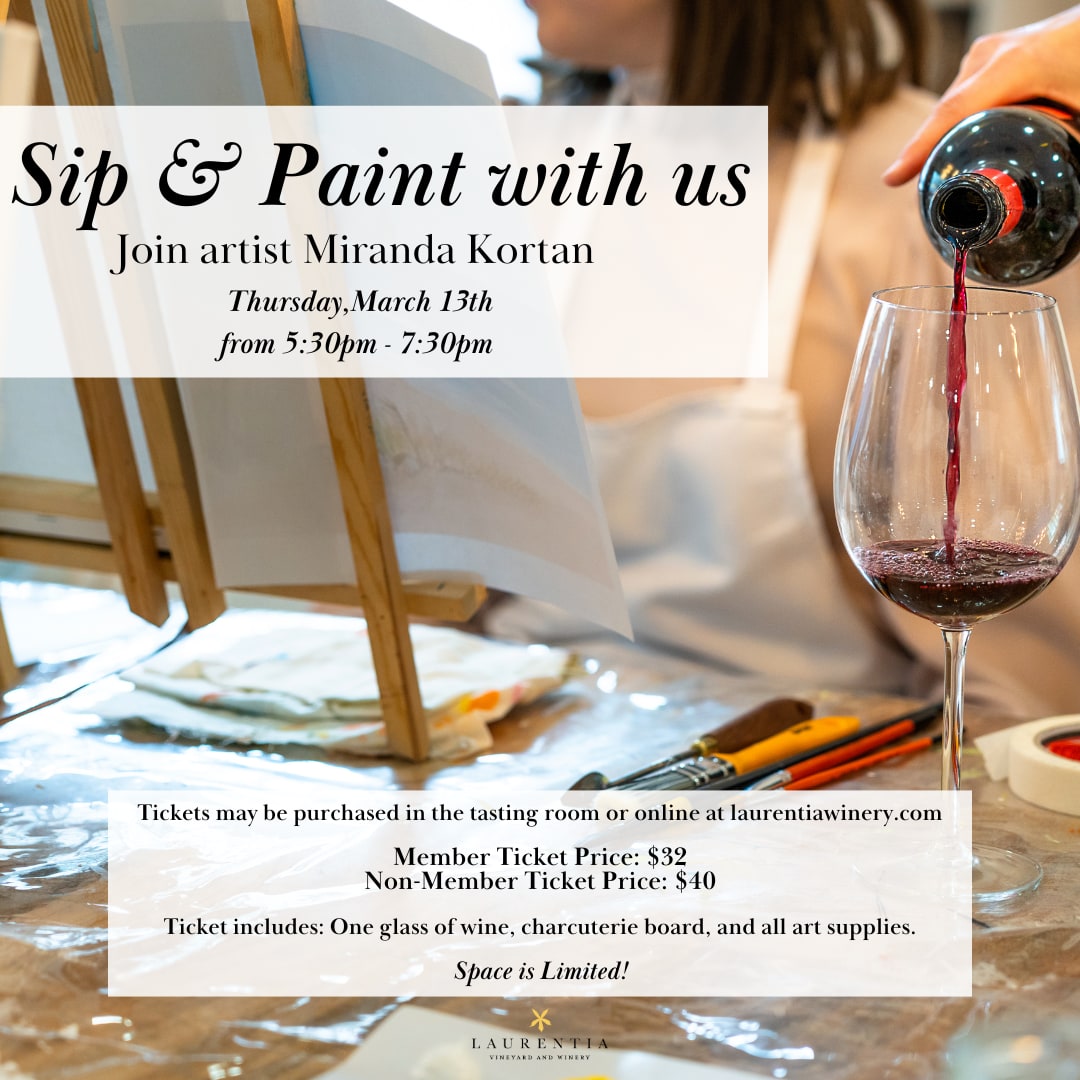 Paint & Sip event graphic with date and time listed