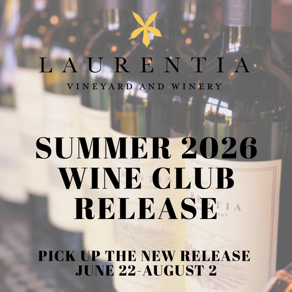 Summer 2026 Wine Club release announcement graphic with bottles in photo