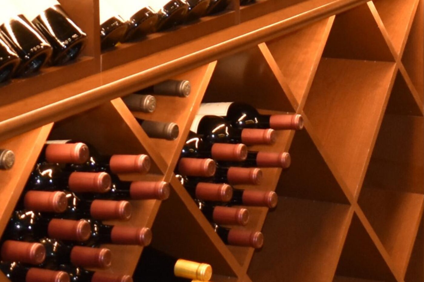 Bottles resting in the Laurentia library racks